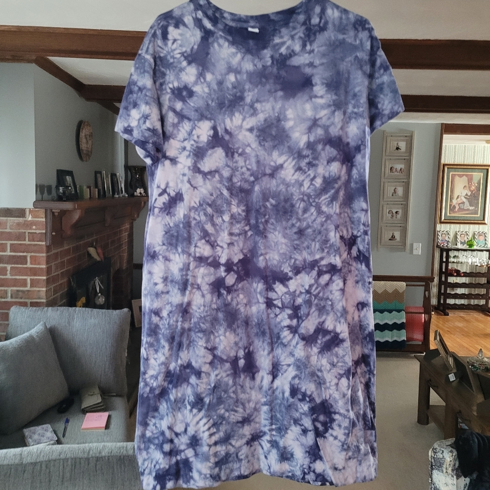 New, Old Navy, Tye/Dye, Blue Summer/Spring, T-shirt Dress, Size Small